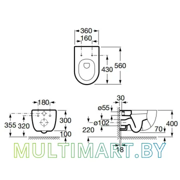 Унитаз Roca Meridian Rimless (A34624L000) картинка 2